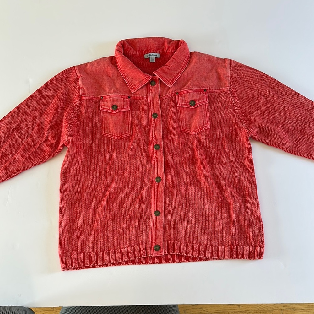 PBJ Blues Vibrant Red acid wash Button-Up Jacket